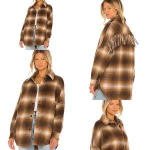 NWT STEVE MADDEN X BB DAKOTA Fringe With Benefits Coat Brown Small